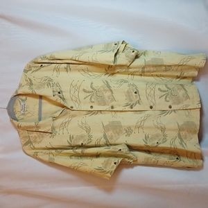Vintage Tommy Bahama Men's Lt Yellow Silk Shirt With a Unique Design Siz…